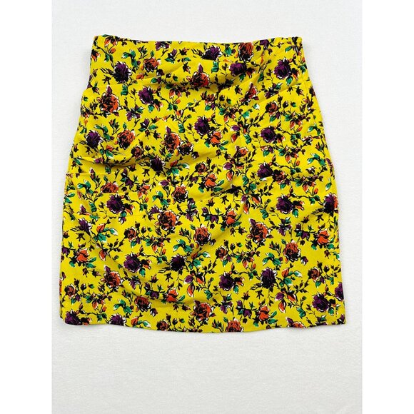 Zara Womens Faux Wrap Mini Skirt Size XS Floral Yellow - Picture 2 of 11